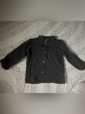 H&M Kids charcoal Button-Up knit with Wood-Style Buttons